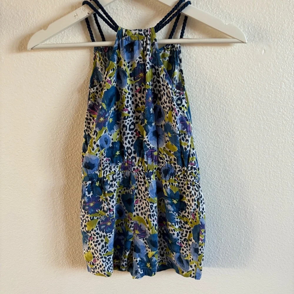 Children’s Place XS 4 girl rayon jumper shorts rope floral watercolor